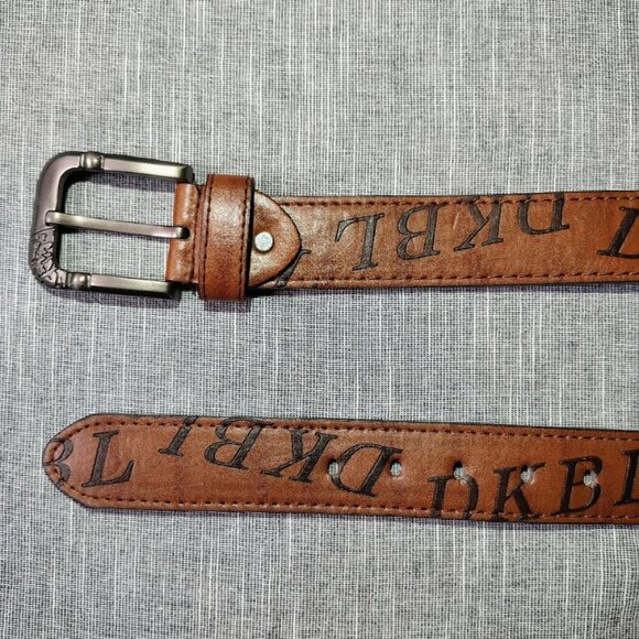 Leather Belt Brown Mens Western Cowboy DKBL Buckle - Picture 10 of 11